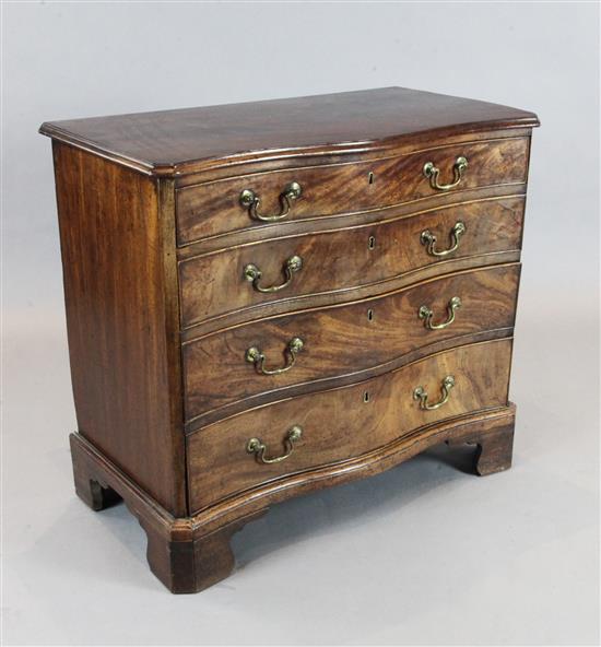 A George III mahogany serpentine chest, W.3ft D.1ft 7in. H.2ft 8in.